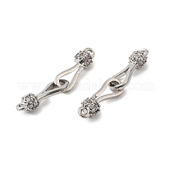 Rack Plating Brass Micro Pave Clear Cubic Zirconia Fold Over Clasps&nbsp;KK-S384-15P