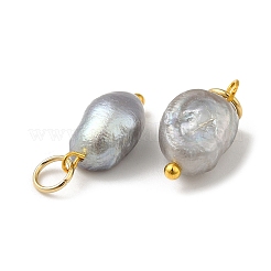 天然養殖淡水パールペンダント  真鍮のパーツと  ポテト  銀  16~19x8~9.5x6.5~9mm  穴：3mm&nbsp;X1-PALLOY-TAC0036-01