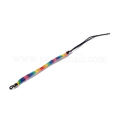 レインボープライドブレスレット  男性女性用ナイロン編組コードブレスレット  ブラック  7-1/8インチ（18cm）&nbsp;LS-BJEW-F422-01B
