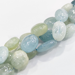 天然石アクアマリンビーズ連売り  オーバル  14.5~20x12~13mm  穴：1mm  約26個/連  15.3インチ（39cm）&nbsp;G-F547-12-B