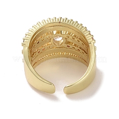 Brass Micro Pave Cubic Zirconia Open Cuff Ring&nbsp;RJEW-K256-57G