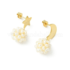 Natural Cultured Freshwater Pearl Dangle Stud Earrings&nbsp;EJEW-JE07281