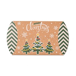 クリスマステーマのダンボールキャンディーピローボックス  漫画のクリスマスツリーキャンディスナックギフトボックス  グリーン  折りたたみ：7.3x11.9x2.6cm&nbsp;CON-G017-02F