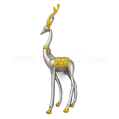 ヘラジカ合金ブローチ  バックパックの服のための動物の鹿の合金バッジ  プラチナ·ゴールデン  80x21.5mm&nbsp;JEWB-Z031-04P