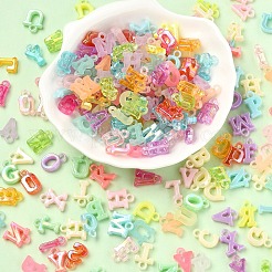 アクリルパーツ  混合文字  ミックスカラー  12.5~15x4~13x3.5mm  穴：1.8~2.3mm&nbsp;TACR-YW0003-42