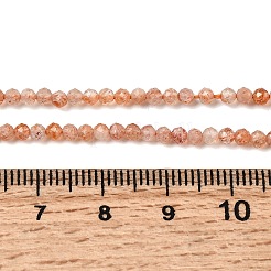 ナチュラルゴールドサンストーンビーズ連売り  多面カット  ラウンド  3mm  穴：0.7mm  約70個/連  7.87''（20センチメートル）&nbsp;G-H336-A05-02