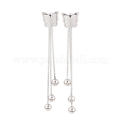 Butterfly 304 Stainless Tassel Steel Stud Earrings&nbsp;EJEW-H175-05P