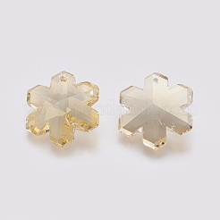 K9ガラスラインストーンチャーム  模造オーストリアのクリスタル  多面カット  花  黄金の影  29x25.5x11~11.5mm  穴：1.6mm&nbsp;GLAA-K034-H03