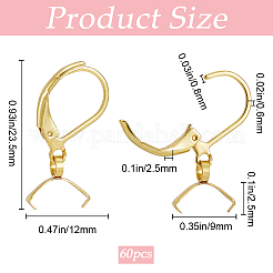 304ステンレススチールフレンチフックピアス金具60個  アイスピックピンチベイル付きイヤーワイヤー  ゴールドカラー  24mm  ピン：0.7mmと0.5mm&nbsp;STAS-SP0001-21G