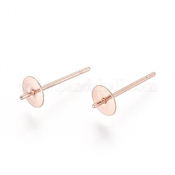 304ステンレススチールスタッドピアス金具  片穴パーツ用  ローズゴールド  13x5mm  ピン：0.8mm&nbsp;STAS-D448-089RG-5mm