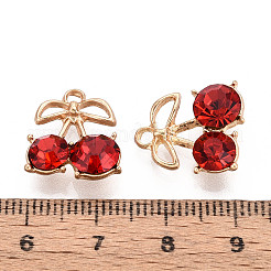 合金ラインストーンペンダント  チェリー  カドミウムフリー＆鉛フリー  ライトゴールド  16.5x14x6mm  穴：1.8mm&nbsp;PALLOY-N181-06KCG