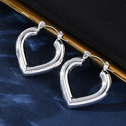 女性用ハート 304 ステンレススチール フープ イヤリング  銀  28.5x28x4mm&nbsp;EJEW-A125-36S