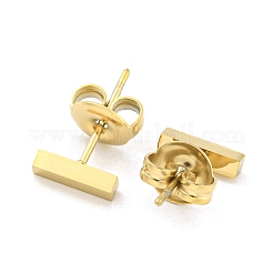 イオンプレーティング（IP）304ステンレススチール製スタッドピアス（女性用）  長方形  14KGP本金メッキ  2x8mm&nbsp;EJEW-A108-03G