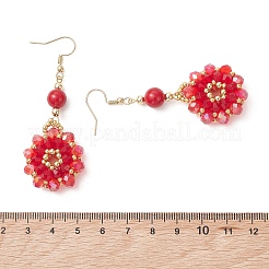 Flower Glass Seed Beads Dangle Earrings&nbsp;EJEW-MZ00697
