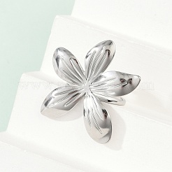 304ステンレススチールカフリング  花  ステンレス鋼色  30x27.5mm  内径：17mm&nbsp;RJEW-D306-17P