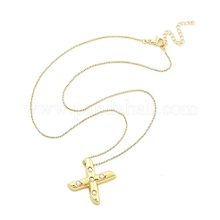 Brass & Plastic Pearl Letter Pendant Box Chain Necklaces for Women&nbsp;LS-NJEW-U017-01G-24