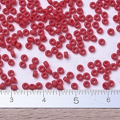 MIYUKIラウンドロカイユビーズ  日本製シードビーズ  11/0  (rr407f)マット不透明朱赤  2x1.3mm  穴：0.8mm  約50000個/ポンド&nbsp;SEED-G007-RR0407F