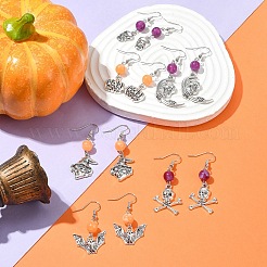 Halloween Theme Alloy & Imitation Jade Acrylic Dangle Earrings&nbsp;EJEW-FS00004