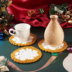3Pcs Snowflake Hand-Woven Polyester Macrame Coaster&nbsp;DIY-TA0013-98C