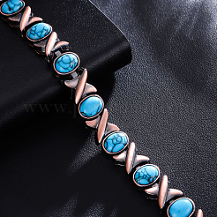 Zinc Alloy & Synthetic Turquoise  Link Chain Bracelets&nbsp;FS-WGDAAA9-03