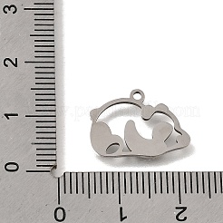 ステンレスペンダント201個  パンダチャーム  切り取る  ステンレス鋼色  12x17x1mm  穴：1.3mm&nbsp;SA-CBA5D64-05P