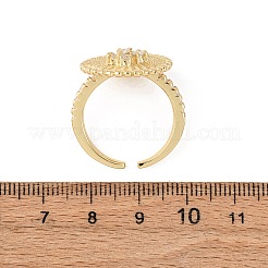 Adjustable Brass Micro Pave Cubic Zirconia Cuff Rings for Women&nbsp;RJEW-B139-07G-01