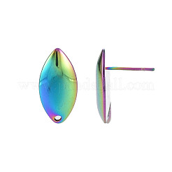 Rianbow Color 304 Stainless Steel Stud Earring Findings&nbsp;STAS-N098-021