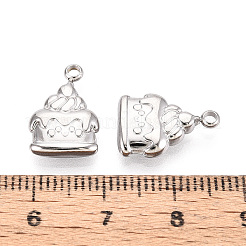 304ステンレススチールチャーム  変色防止  ケーキチャーム  ステンレス鋼色  15x10x3mm  穴：1.8mm&nbsp;STAS-T067-79P