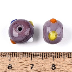 手作りのランプワークの凹凸のあるビーズ  ドーナツ  紫色のメディア  11~15.5x8.5~9.5mm  穴：1~1.8mm&nbsp;LAMP-ZX003-07-07