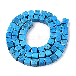 天然石ターコイズビーズ連売り  キューブ  6~7x6~6.5x6~6.5mm  穴：1mm  約60~61個/連  15~15.366''（38.1~39センチメートル）&nbsp;G-T139-6x6-10A
