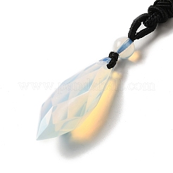 Cone Natural & Synthetic Mixed Gemstone Pendant Necklace with Nylon Rope for Women&nbsp;G-H286-08