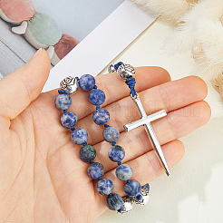 Alloy Natural Blue Spot Jasper Beads Pendant Decorations&nbsp;HJEW-HS00103