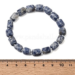 天然ブルースポットジャスパーの柱状ビーズを使用したストレッチブレスレット  内径：2.17インチ（5.5cm）&nbsp;GG-CBA05D5-01A-02