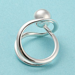 Round Ball Rack Plating Brass Wire Wrap Finger Rings&nbsp;RJEW-Q786-01S