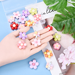 20本10スタイルレジンペンダント  花  ミックスカラー  23~30x20~27.5x5.5~9mm  穴：1.6~2mm  2個/スタイル&nbsp;RESI-YW0002-07