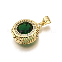 Brass Micro Pave Cubic Zirconia Pendants&nbsp;KK-K401-31G