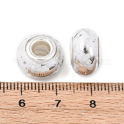 不透明樹脂ロンデルヨーロピアンビーズ  シルバーフォイルとシルバートーンの真鍮ダブルコア付き  大穴ビーズ  ミックスカラー  13.8x8.5mm  穴：4.5~5mm&nbsp;RESI-Z046-03