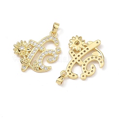Brass Micro Pave Clear Cubic Zirconia Pendants&nbsp;CU-L277-11G