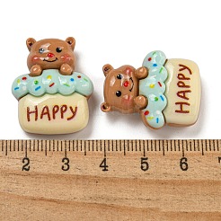 クマをテーマにした不透明樹脂のカボション  カラフル  ケーキベア  26x21x9.5mm&nbsp;CRES-D040-01D