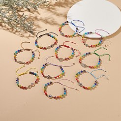 10Pcs 10 Style Lampwork Evil Eye Braided Bead Bracelets Set&nbsp;BJEW-JB08874