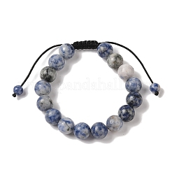 10mm Round Natural Blue Spot Jasper Braided Bead Bracelets&nbsp;BJEW-C067-01C-15