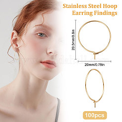 100Pcs 316 Surgical Stainless Steel Hoop Earring Findings&nbsp;STAS-BBC0002-01