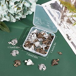 54個9スタイルチベットスタイルアロイペンダント  キノコ  アンティークブロンズ＆アンティークシルバー  13~30x8~19x3~5mm  穴：1.5~2.2mm  6個/スタイル&nbsp;FIND-SC0003-53