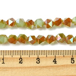 電気メッキガラスビーズセット  多面カットラウンド  ライムグリーン  5.5x5x6mm  穴：1mm  約101個/連  22.05''（56センチメートル）&nbsp;EGLA-K061-08A-HR01