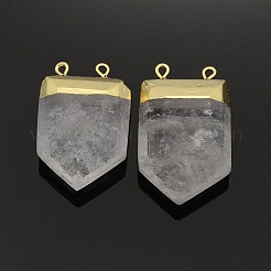 金色のトーン真鍮のパーツと原石ポイントペンダント  天然＆合成混合石  28~33x19~21x7mm  穴：2mm&nbsp;G-P053-G32