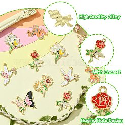 30個6スタイルアロイエナメルペンダント  ゴールドカラー  混合図形  18.5~31.5x9~30.5x1.5~2mm  穴：2mm  5個/スタイル&nbsp;ENAM-CJ0006-28