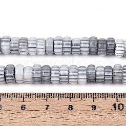 手作りミッレフィオーリガラスビーズ連売り  バレル  ホワイトスモーク  7.5~9x4mm  穴：1mm  約95~97個/連  14.76~14.96''（37.5~38センチメートル）&nbsp;X-LAMP-T021-27B-03