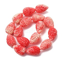 Synthetic Coral Dyed Carved Beads Strands&nbsp;SH-CBAE713-01B