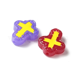 焼き絵の具、ガラス、エナメル、ビーズ  手描きのビーズ  クロス  ミックスカラー  14.5x11.5x4mm  穴：1mm&nbsp;BLOW-D300-06L