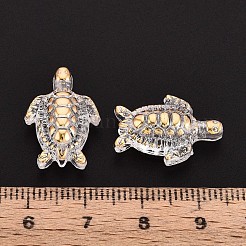 透明な腹筋プラスチック ビーズ  カメ  ゴールドライン入り  半分メッキ  透明  19~20x13.5~14x7mm  穴：1.6~1.8mm  約757個/500g&nbsp;TACR-T029-80A